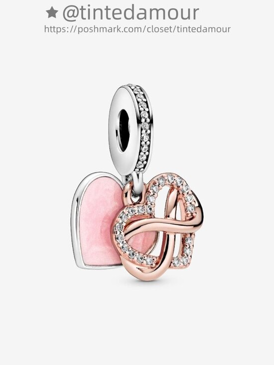 Pandora Sparkling Infinity Heart Dangle Charm|Two-tone - Picture 2 of 7